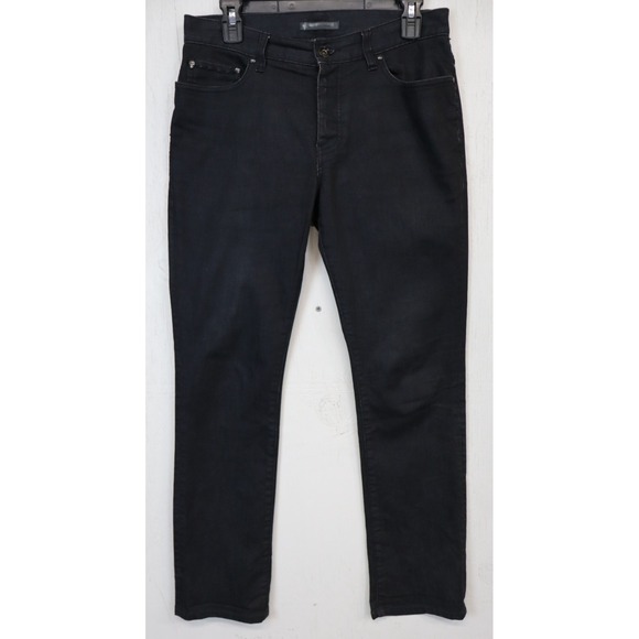 Mens John Varvatos Black Jeans Size 30x30 Button Fly Skull Denim Cotton Stretch - Picture 1 of 14
